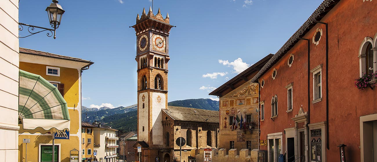 The historic center of the town of Cavalese in Val di Fiemme